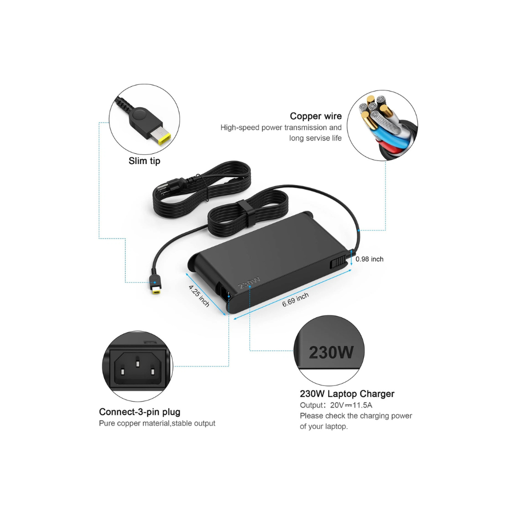 Adapter for Slim Lenovo Legion 5 16IRX9 83EW 20V 11.5A 230W - Image 2